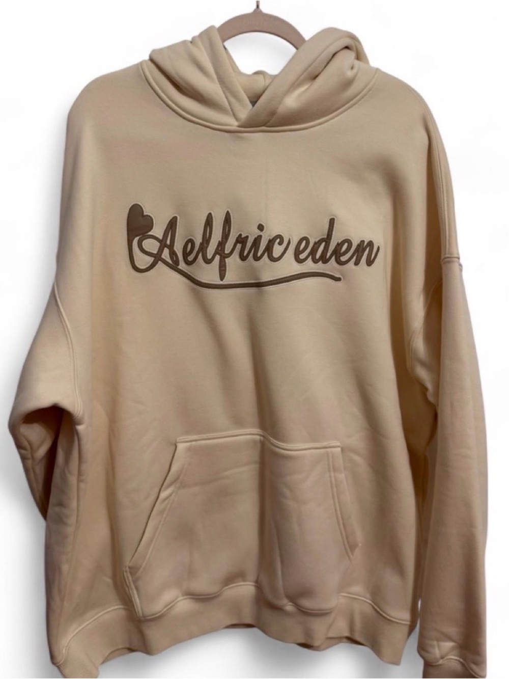 Aelfric Eden Cream Script Logo Pullover Hoodie